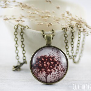 Brown Bronze Necklace with Autumn Tree of Life - Bronze Vintage Jewelry