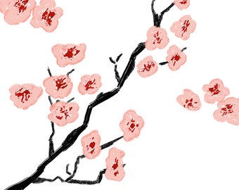 Sakura - Japanese Cherry Blossom Art Print (2 different sizes) - Pink Floral Spring Poster