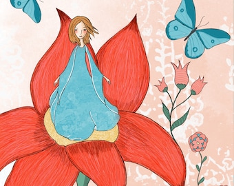Thumbelina Art Print (3 different sizes) - Fairy Tale Greeting Card