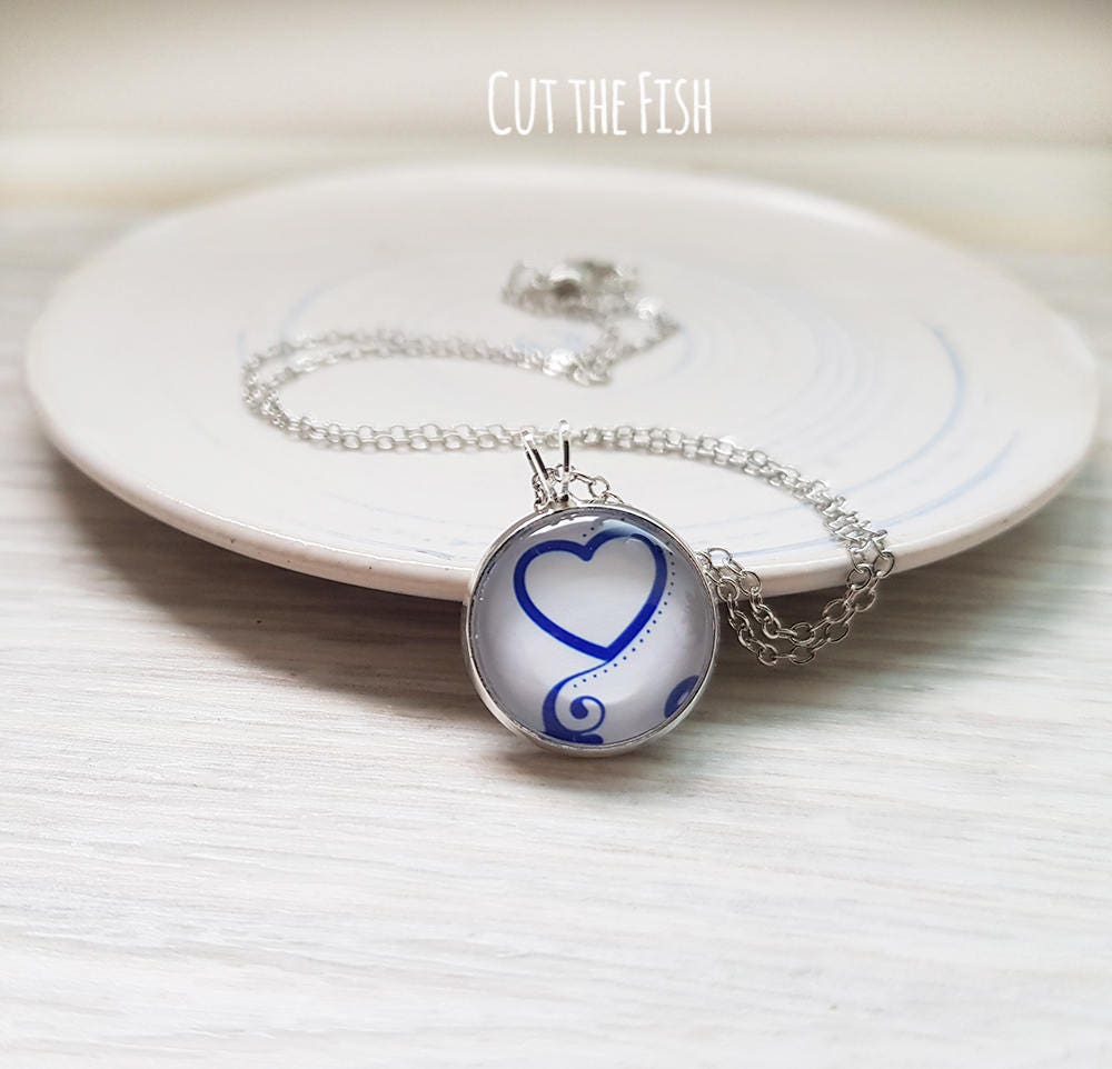 Blue Heart 'I Love You' Rhinestone Pendant Necklace For Women – Gift, Party, Beach