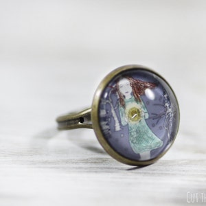 Blue Ring Adjustable Ring Blue Jewelry Ring Sun Ring Jewelry Rings Jewelry Gifts for Her Art Jewelry image 3