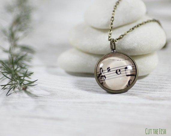 Music Necklace - Jewelry - Music Jewelry - Designer Jewelry - Unique Jewelry - Vintage Style Jewelry