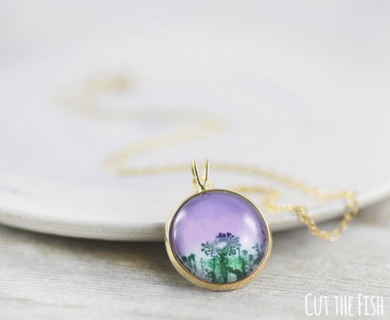 Purple Necklace - Jewelry - 14k Gold Jewelry - Gold Filled Jewelry - Gold Plated Jewelry - Art jewelry