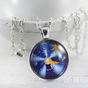 Space Jewelry Jewelry Blue Jewelry Solar System Necklace Gifts for Her Space Necklace Art jewelry by Cut the Fish image 2