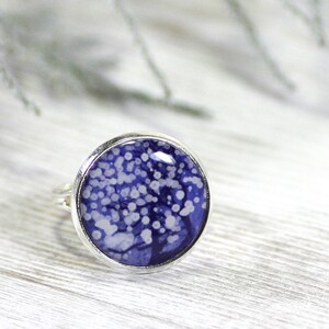 Blue Ring - Ring - Snow Tree Ring - Rings Jewelry - Blue Snow Ring - Adjustable Ring - Flower Ring - Art Jewelry