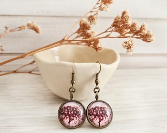 Autumn Tree of Life Earrings - Brown bronze in vintage style