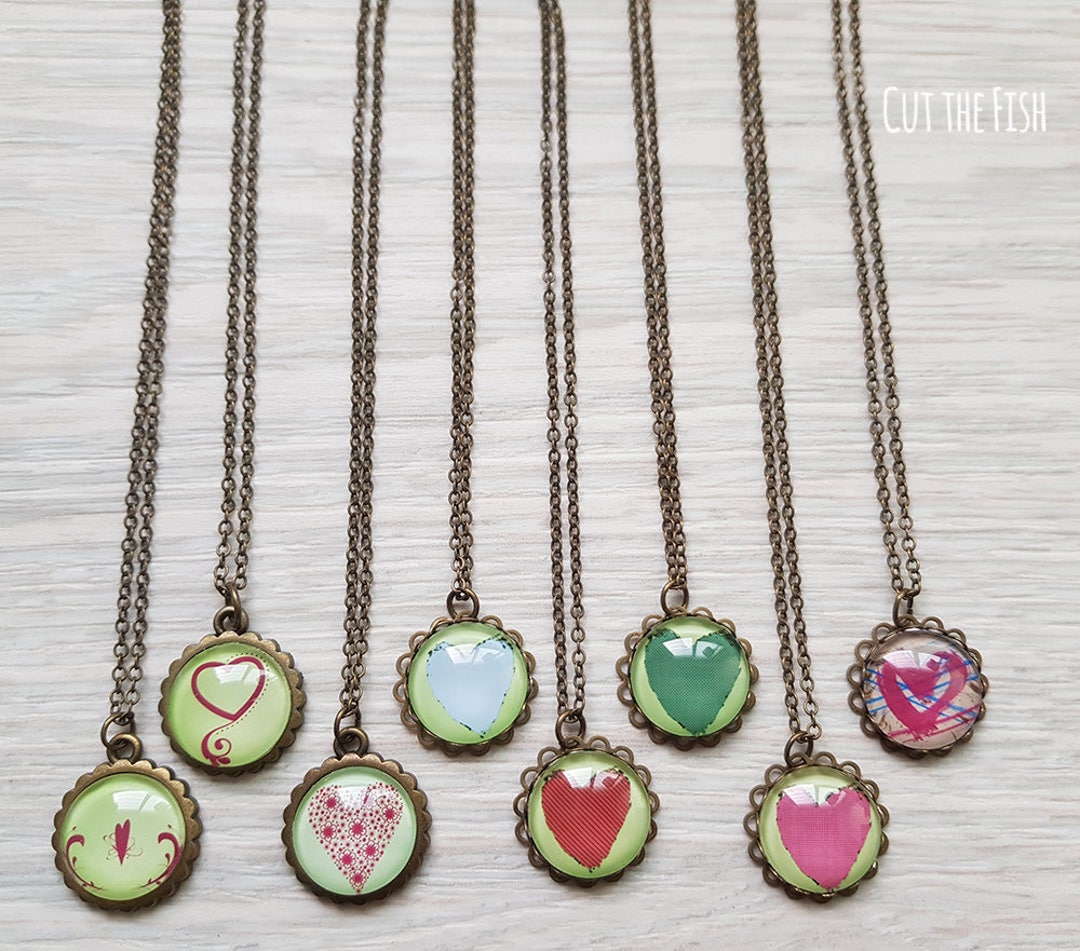 Green Heart Necklace Green Heart Pendant Green Heart Etsy