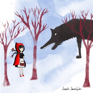 Petit Chaperon Rouge et Wolf Art Print (3 tailles différentes)