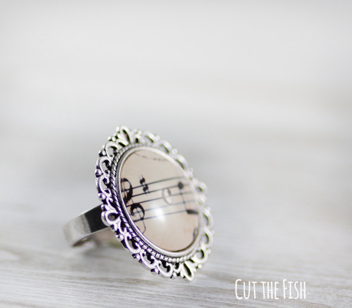 Music Ring - Ring - Rings Jewelry - Beige Ring - Adjustable Ring ...