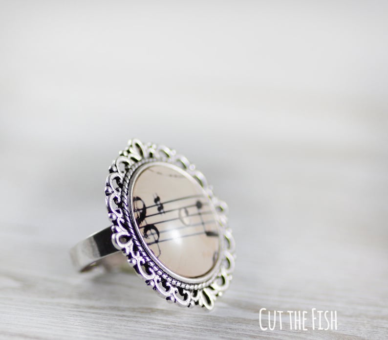 Music Ring Ring Rings Jewelry Beige Ring Adjustable Etsy