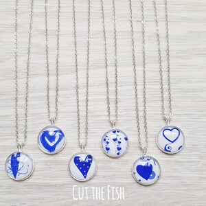 Blue Heart Pendant - Blue Heart Necklace - Blue Heart Jewelry - Art Jewelry - Jewelry - Gift for Her - Valentine&#39;s Day Gifts