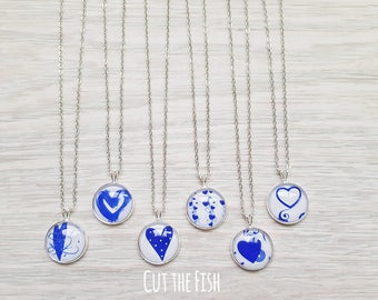 Blue Heart Pendant - Blue Heart Necklace - Blue Heart Jewelry - Art Jewelry - Jewelry - Gift for Her - Valentine's Day Gifts