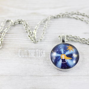 Space Jewelry Jewelry Blue Jewelry Solar System Necklace Gifts for Her Space Necklace Art jewelry by Cut the Fish image 1