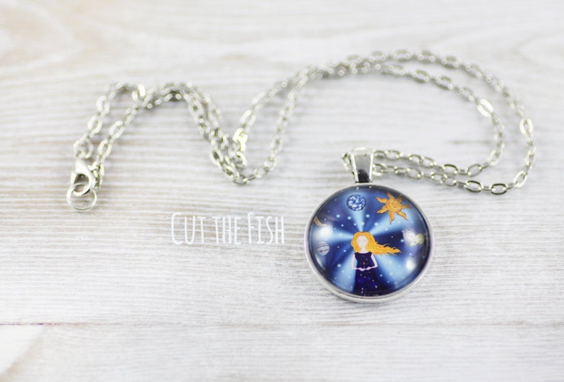 Space Jewelry Jewelry Blue Jewelry Solar System Necklace Gifts for Her Space Necklace Art jewelry by Cut the Fish image 1