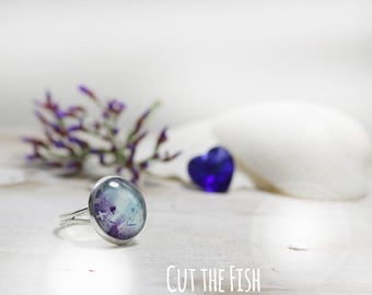 Raindrops Ring - Ring - Purple Ring - Rings Jewelry - Lilac Ring - Adjustable Ring - Birds Ring - Gift for Her - Art Jewelry