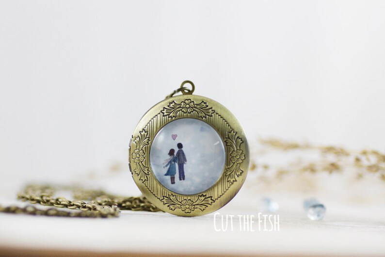Love Jewelry Love Necklace Couple Locket Love Locket Couple Jewelry Art jewelry by Cut the Fish Jewelry Love Couple