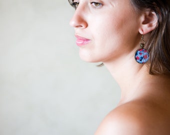 Red Earrings - Big Earrings - Earrings - Flower Earrings - Red Poppy Earrings - Blue Earrings - Art Jewelry