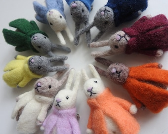 Bunny brooch, Needle felted bunny, Miniature felt animal, Easter gift