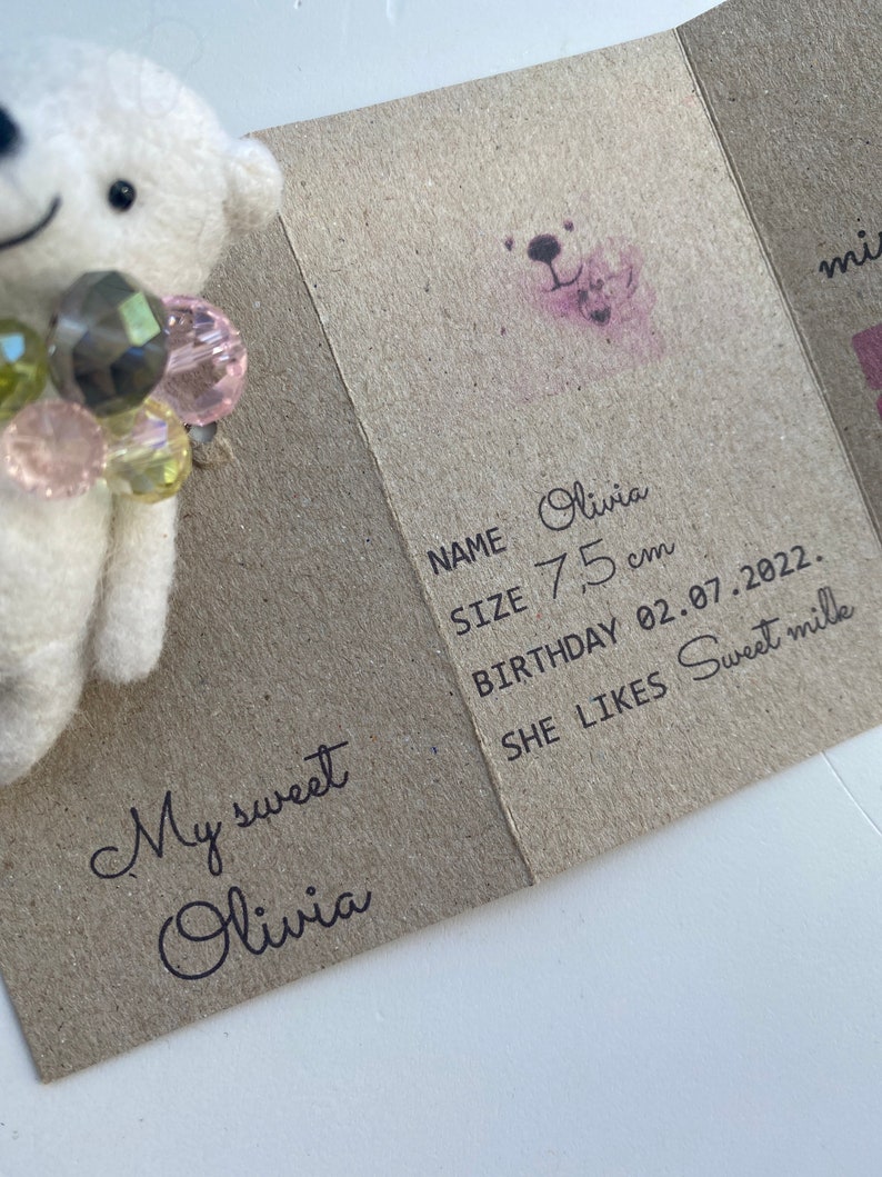 A personalized gift, Woolen bear brooch, White polar pocket bear zdjęcie 8