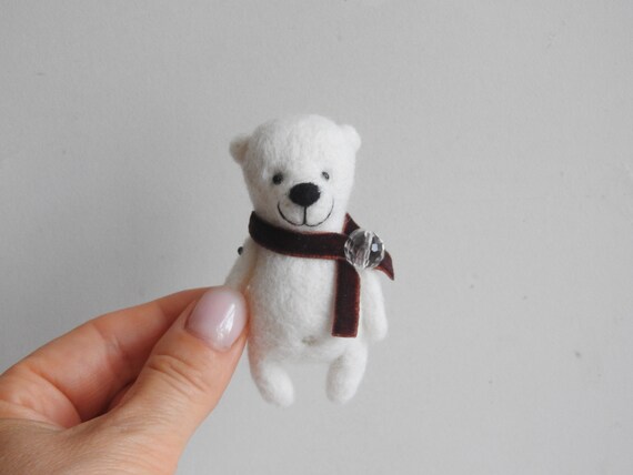 A Personalized Gift Needle Felt Bear Brooch Polar Bear Eco