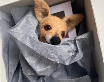 Custom Pet Sculpture, Needle Felted Dog or Cat Portrait, Personalized Gift, Pet loss