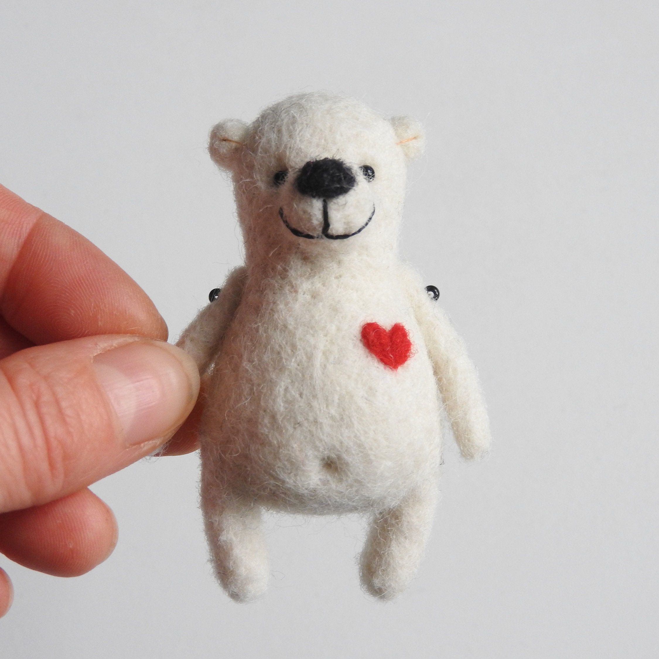 White Pocket Bear Hug Bear Pin Felted Teady Bear Handmade Etsy Australia