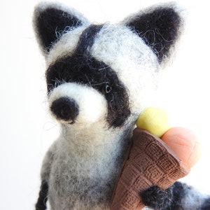 Raccon brooch, Needle felted raccon, Miniature animals, Gifts idea image 7