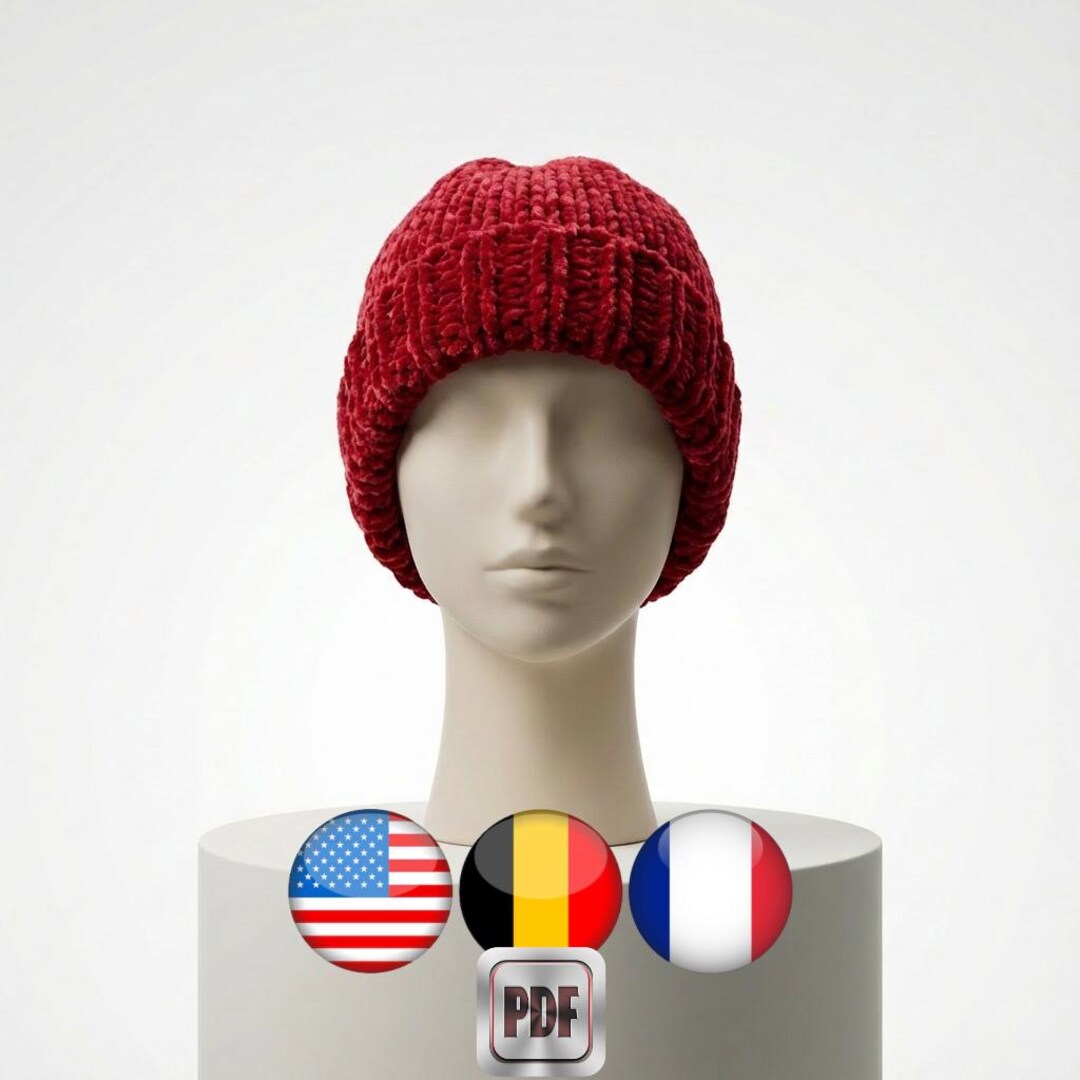 Beanie Knitting Pattern | PDF Instant Download | Chunky Ribbed Hat ...