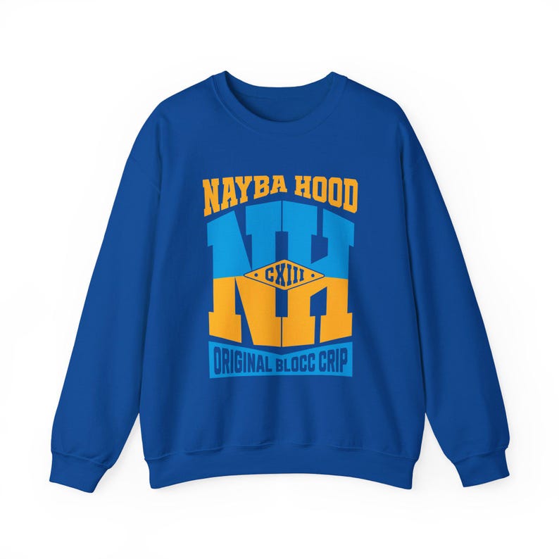 Original Blocc Crip Sweatshirt, 113 Nayba Hood (Men's Regular Fit) Royal