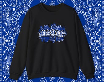 Ganstaz Movin M8v3n Blau Bandana Gangsta Crip Acht Fach 83 Rundhals-Sweatshirt