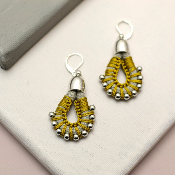 Boho Earrings, Mustard Yellow Earrings, Hippie Earrings, Statement Earrings, Crochet Earrings, Rope Earrings, Drop Earrings