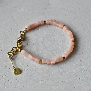 Pink Opal Cube Bracelet, Minimalist Gemstone Jewelry, Handmade Beaded Jewelry image 4