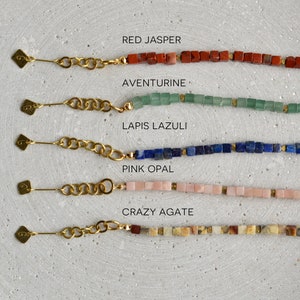 Red Jasper Bracelet, Minimalist Cube Beads Bracelet, Red Unisex Jewelry image 3
