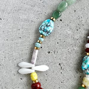 Mixed Gemstone Necklace with Vintage Glass Beads, Jasper, Green Aventurine, Jade and Agate image 4