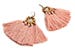 Pink Tassel Earrings, Boho Fan Earrings, Old Rose Fringe Earrings, Bohemian Bride Earrings, Hippie Statement Earrings, Clip On Chandeliers 