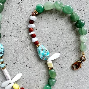 Mixed Gemstone Necklace with Vintage Glass Beads, Jasper, Green Aventurine, Jade and Agate image 2