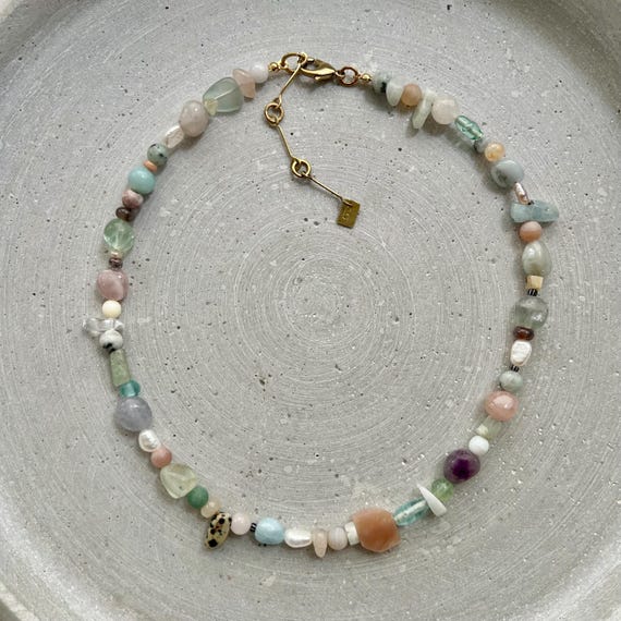 Mixed Natural Stone Necklace, One of A Kind Jewelry With