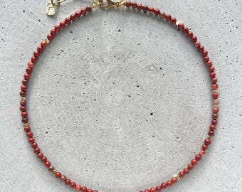 Red Jasper Necklace, Everyday Gemstone Jewelry, Dainty Beads Chain