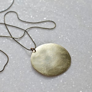 Circle Necklace, Full Moon Brass Necklace with Round Pendant, Minimalist Jewelry image 4