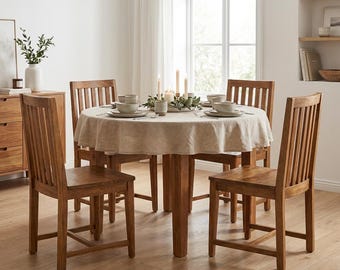 Japanese Slatted Mango Wood Oak Finish Handmade Nordic Kitchen Dining Chair