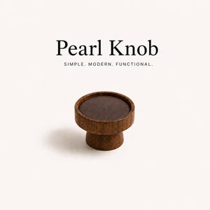 Modern Walnut Cabinet Knob | Leather Pull| Scandinavian Wooden Drawer Pull| Minimalist Dresser Handle | Kitchen Cabinet Knob | Bathroom Knob