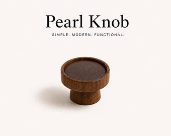 Modern Walnut Cabinet Knob | Leather Pull| Scandinavian Wooden Drawer Pull| Minimalist Dresser Handle | Kitchen Cabinet Knob | Bathroom Knob