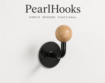 Minimalist Wall Hooks Set | Scandinavian Coat Hook |Drill and install the hook.|  Pearl Hooks Organizer | Bathroom Entryway Towel Hook