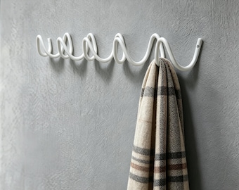 Minimalist  White Metal Hook, Wavy Iron Towel Hanger, Artistic Wall Organizer for Small Spaces| Industrial style decoration