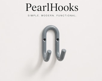 Wall Hooks| Gray Wrought Iron Wall Hook | Scandinavian Minimalist Coat Hook | Modern Bathroom & Entryway Organizer | Iron Towel Hook Decor