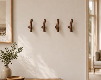 Walnut Wall Hook | Solid Wood Coat Hook | Scandinavian Minimalist Hook | Modern Entryway Organizer | Wooden Towel Hook | PearlHooks Decor