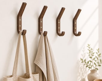 Walnut Wall Hook | Scandinavian Wooden Coat Hook | Minimalist Entryway Organizer | Modern Bathroom Towel Hook |  Wood Wall Decor