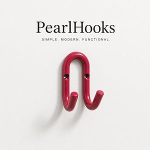 Eisen Wandhaken Himbeerrot | Skandinavischer Minimalist Haken | Moderne Garderobenhaken | PearlHooks Wand Organizer | Stilvolle Eingangstür