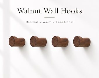 Gancho de pared de madera de nogal, perchero de madera maciza, gancho minimalista, almacenamiento de pared moderno para la entrada, gancho para toallas de dormitorio y baño.