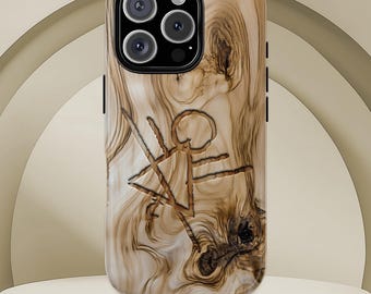 Yellowjackets Symbol Phone Case Faux Carved Wood Effect TV Show Fan Art